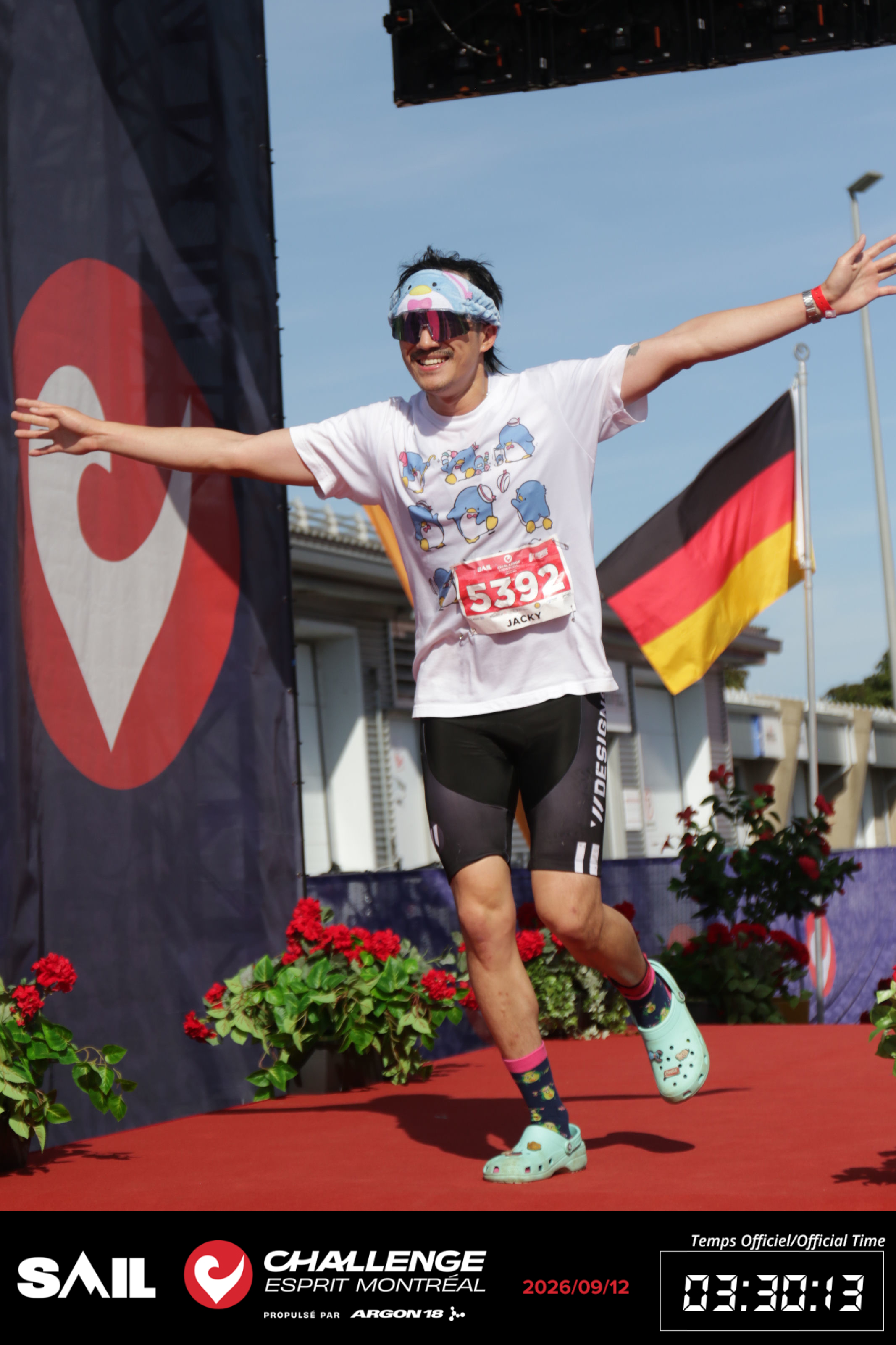 Me celebrating my first Triathlon finish